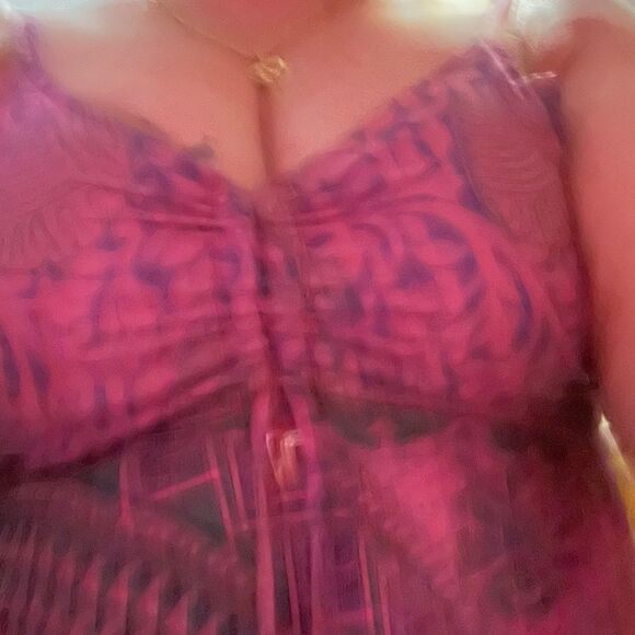 NEW Silk Summer Dress Maxi Gorgeous Full Skirt Pink Purple Floral NEW - Picture 6 of 13